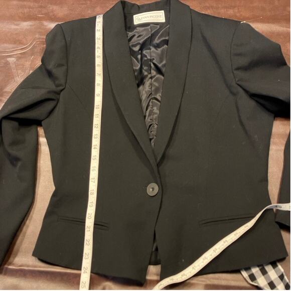 Vintage 80's Evan Picone Worsted Wool Black SIngle Button Blazer Womens 10/12 - Picture 15 of 15